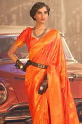 Princeton Orange Silk Saree