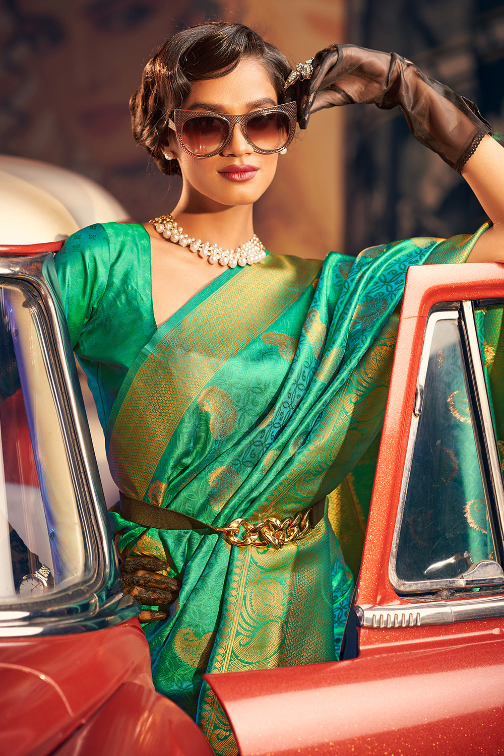 Buy Castleton Green Silk Saree online-Karagiri