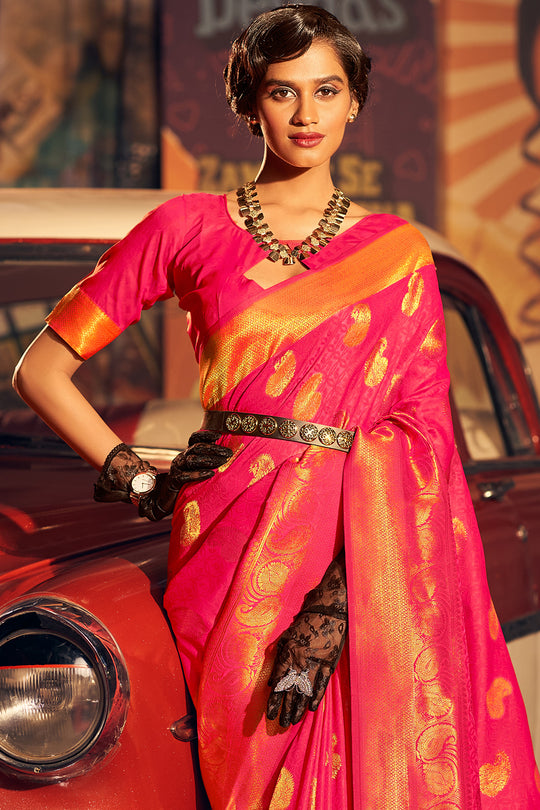 Taffy Red Silk Saree
