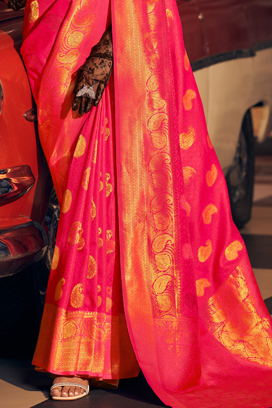 Taffy Red Silk Saree