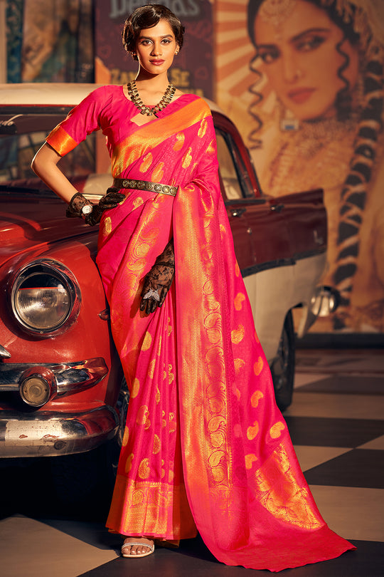 Taffy Red Silk Saree
