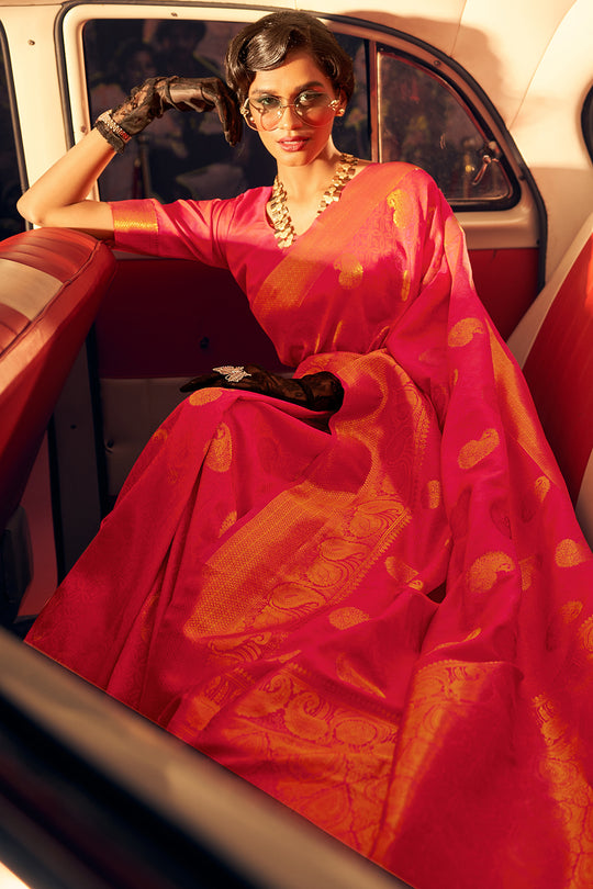 Taffy Red Silk Saree