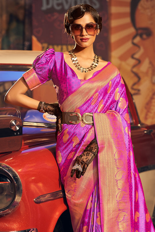 Grape Violet Silk Saree