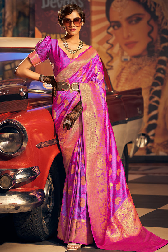 Grape Violet Silk Saree