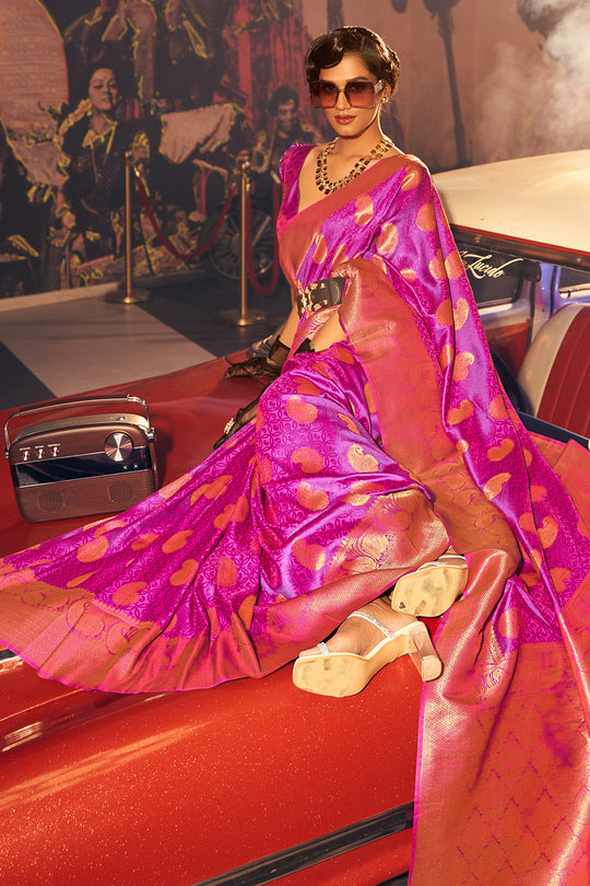 Grape Violet Silk Saree