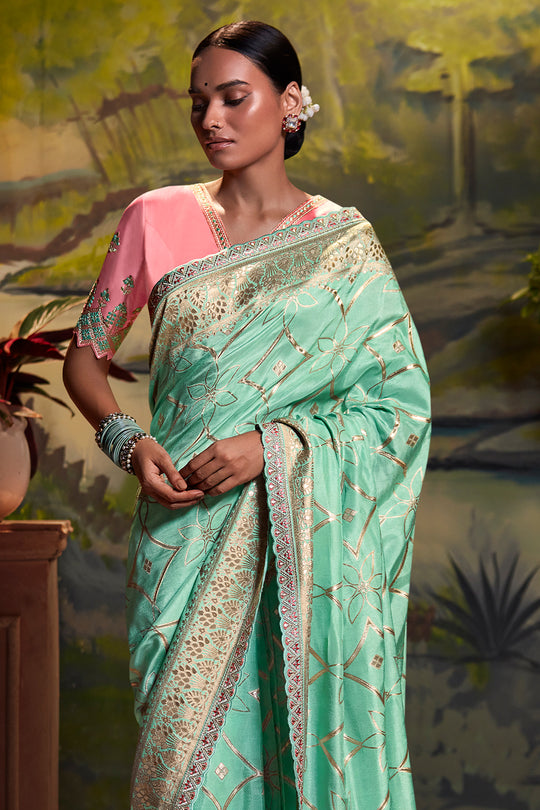 Mint Green Dola Silk Saree
