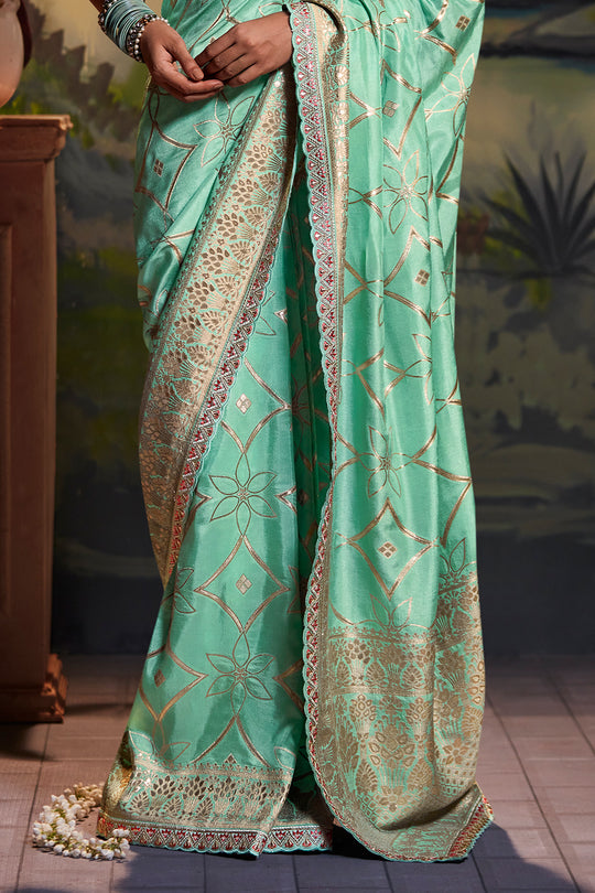 Mint Green Dola Silk Saree