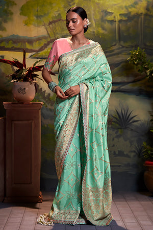 Mint Green Dola Silk Saree