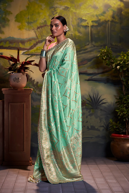 Mint Green Dola Silk Saree