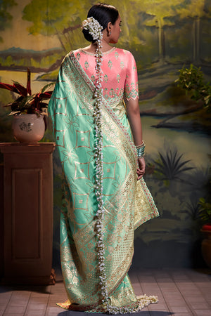 Mint Green Dola Silk Saree
