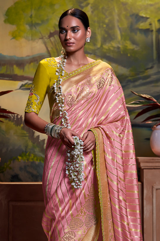 Thulian Pink Dola Silk Saree