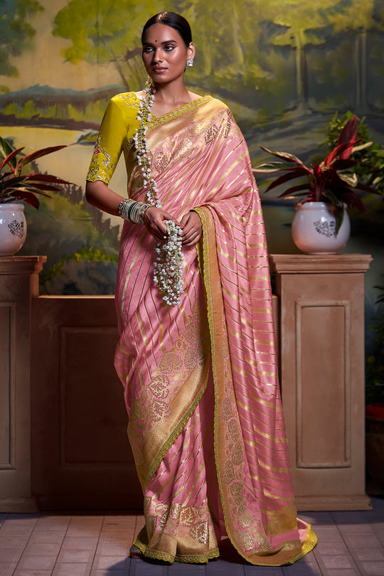 Thulian Pink Dola Silk Saree