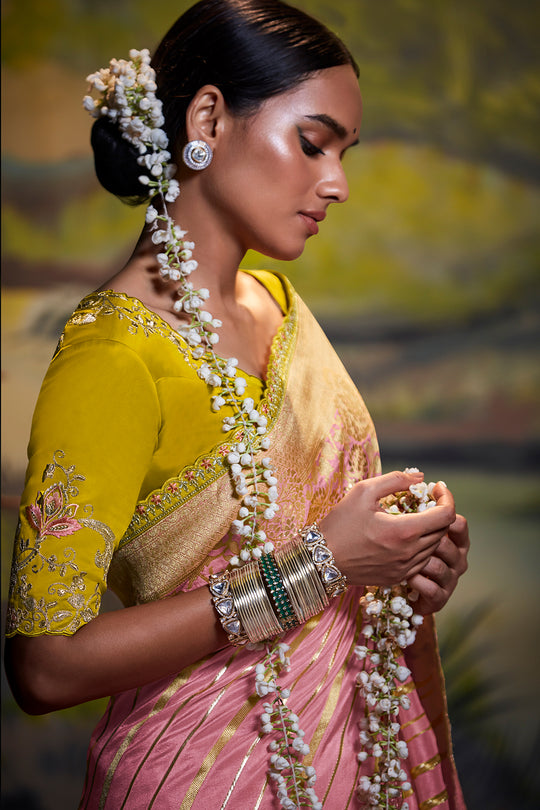 Thulian Pink Dola Silk Saree