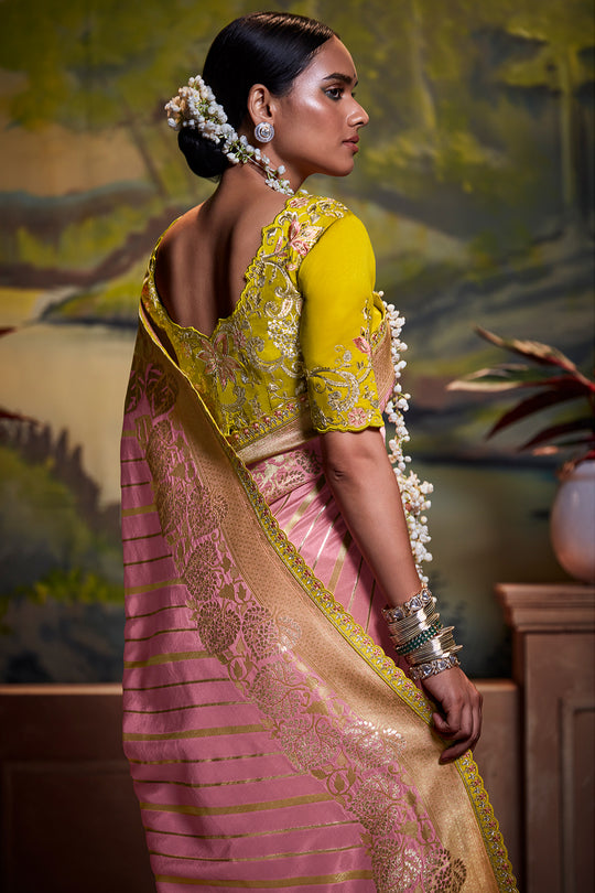 Thulian Pink Dola Silk Saree