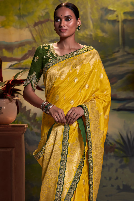 Turmeric Yellow Dola Silk Saree