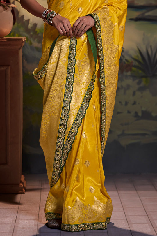 Turmeric Yellow Dola Silk Saree