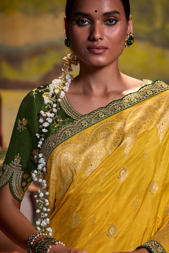 Turmeric Yellow Dola Silk Saree
