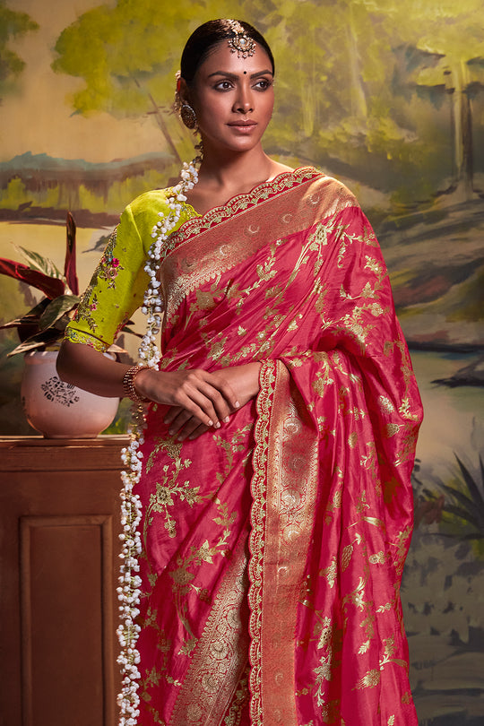 Taffy Pink Dola Silk Saree
