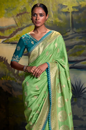 Light Green Dola Silk Saree