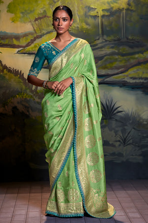 Light Green Dola Silk Saree