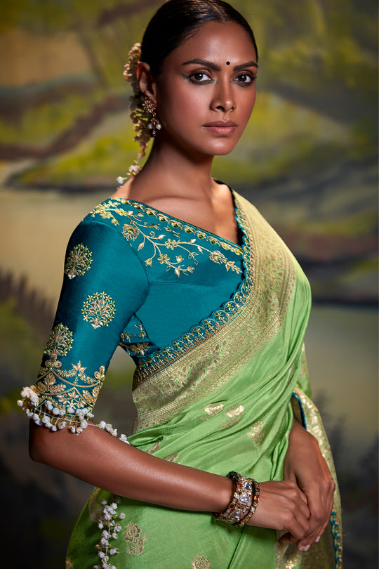 Light Green Dola Silk Saree