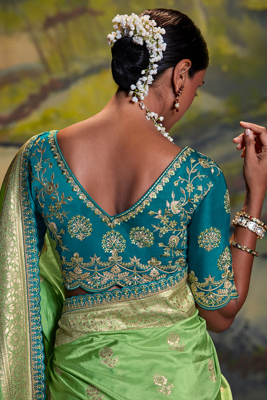 Light Green Dola Silk Saree