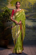Forest Green Dola Silk Saree