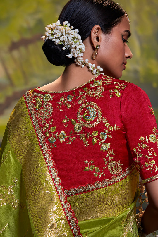 Forest Green Dola Silk Saree