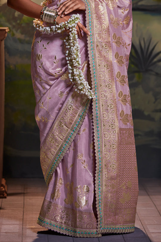 Lilac Purple Dola Silk Saree