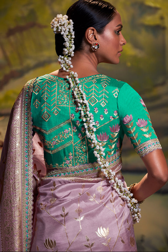 Lilac Purple Dola Silk Saree