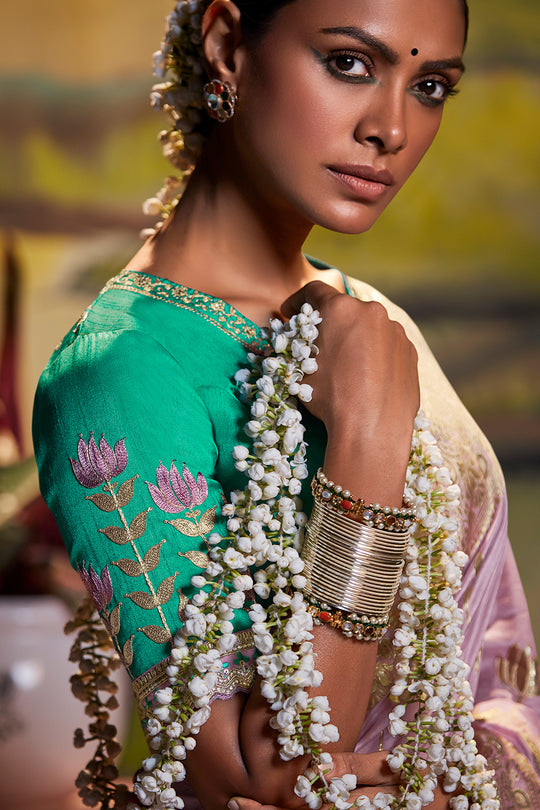 Lilac Purple Dola Silk Saree