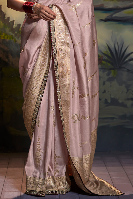 Tan Beige Dola Silk Saree