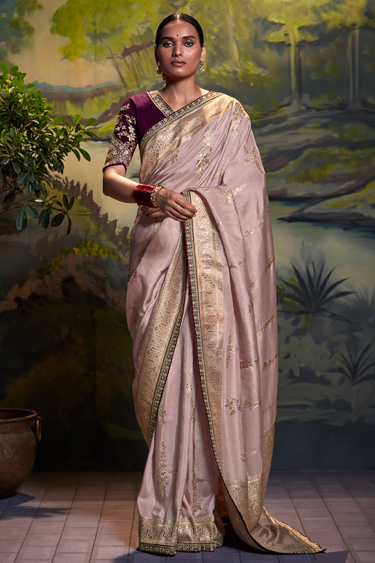 Tan Beige Dola Silk Saree