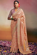 Cantaloupe Peach Dola Silk Saree