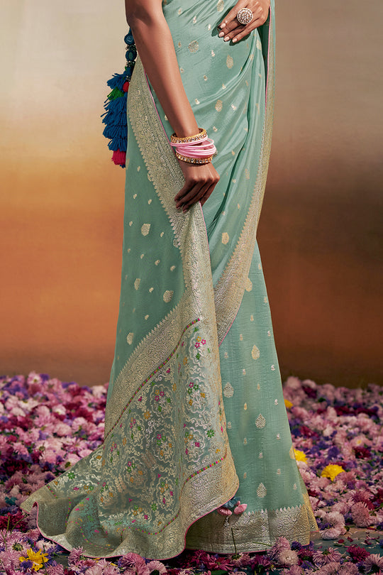 Pastel Green Dola Silk Saree