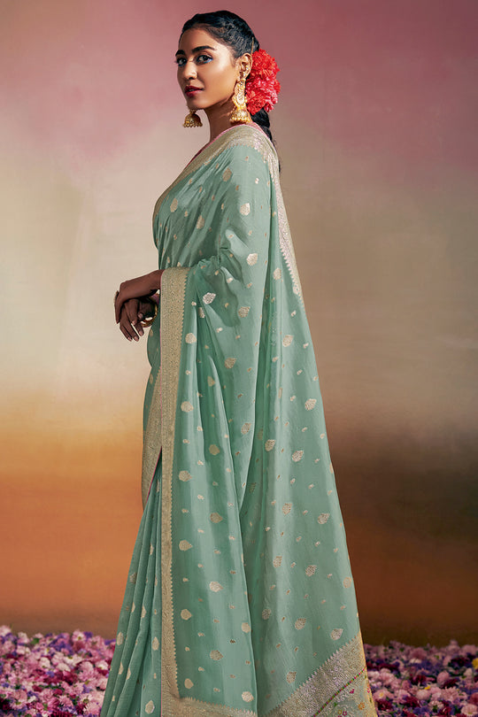 Pastel Green Dola Silk Saree