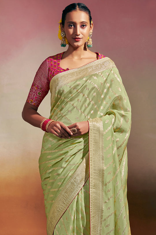 Mint Green Dola Silk Saree