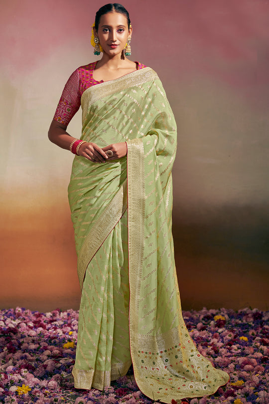Mint Green Dola Silk Saree