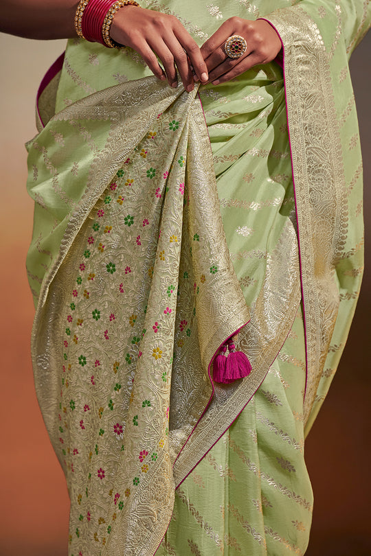Mint Green Dola Silk Saree