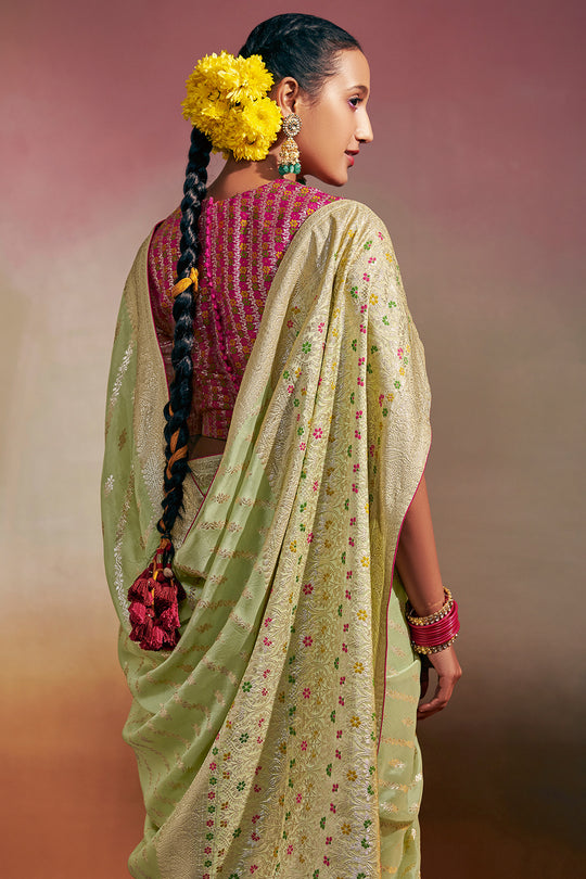 Mint Green Dola Silk Saree