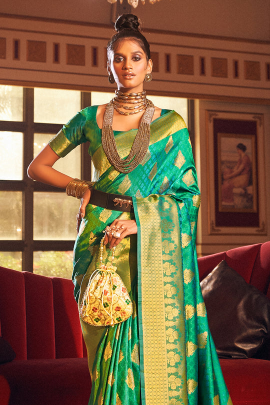 Forest Green Silk Saree