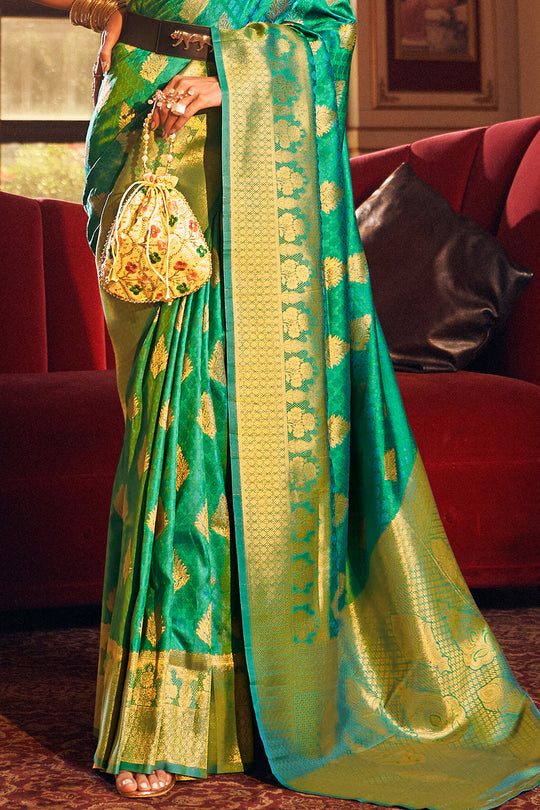 Forest Green Silk Saree