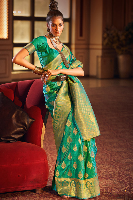 Forest Green Silk Saree