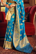 Cyan Blue Silk Saree