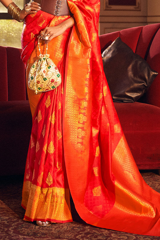 Princeton Orange Silk Saree