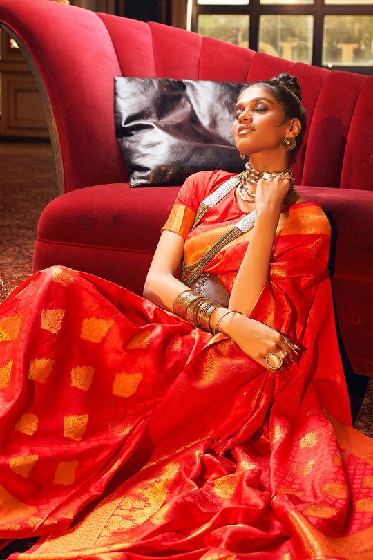 Princeton Orange Silk Saree
