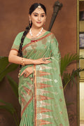 Seafoam Green Organza saree