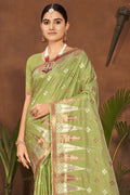 Lime Green Organza Saree