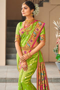 Slime Green Paithani Silk Saree