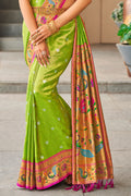 Slime Green Paithani Silk Saree